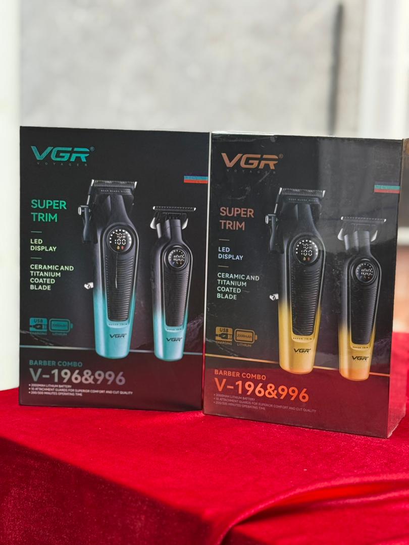 ماشین اصلاح موی سر و صورت شارژی وی جی ار مدل V-196&996 مجموعه دو عددی