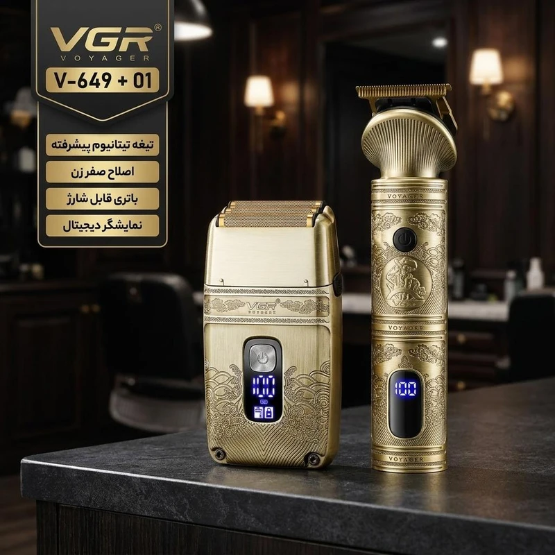 ماشین اصلاح موی سر وی جی آر مدل V-649 به همراه کاشین اصلاح صورت مدل 01