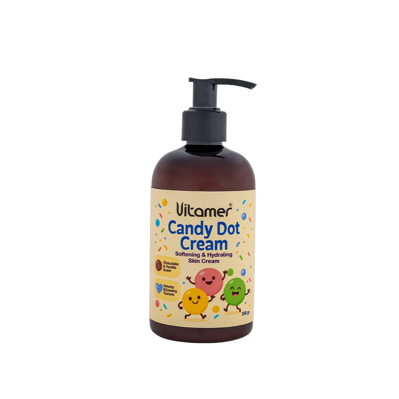 کرم مرطوب‌کننده و آبرسان بدن ویتامر مدل Candy Dot Cream مناسب برای انواع پوست حجم 250 میلی‌لیتر