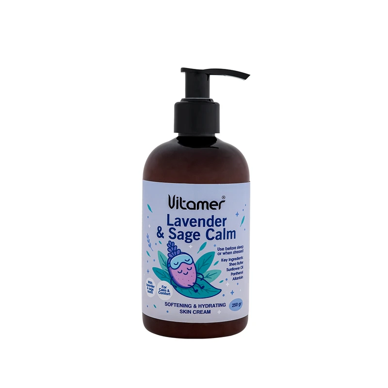 کرم مرطوب‌کننده و آبرسان بدن ویتامر مدل Lavender &amp; Sage Calm مناسب برای انواع پوست حجم 250 میلی‌لیتر