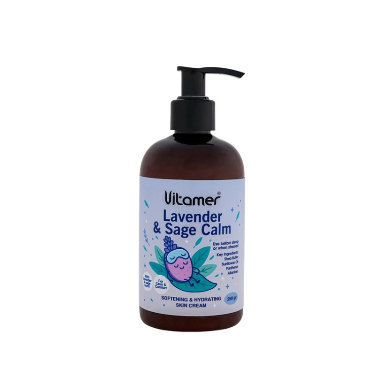 کرم مرطوبکننده و آبرسان بدن ویتامر مدل Lavender & Sage Calm مناسب برای انواع پوست حجم 250 میلیلیتر