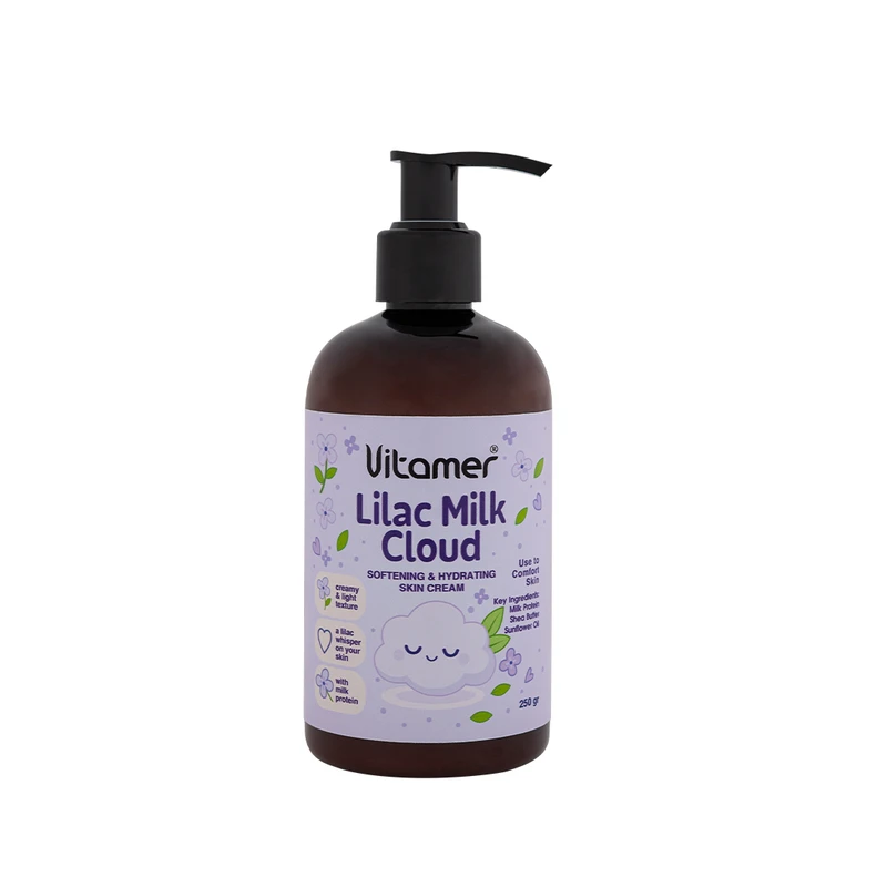 کرم مرطوب‌کننده و آبرسان بدن ویتامر مدل Lilac Milk مناسب برای انواع پوست حجم 250 میلی‌لیتر