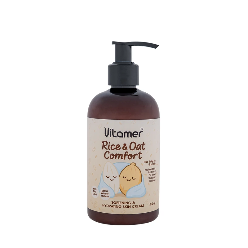 کرم مرطوب‌کننده و آبرسان بدن ویتامر مدل Rice & Oat Comfort مناسب برای انواع پوست حجم 250 میلی‌لیتر